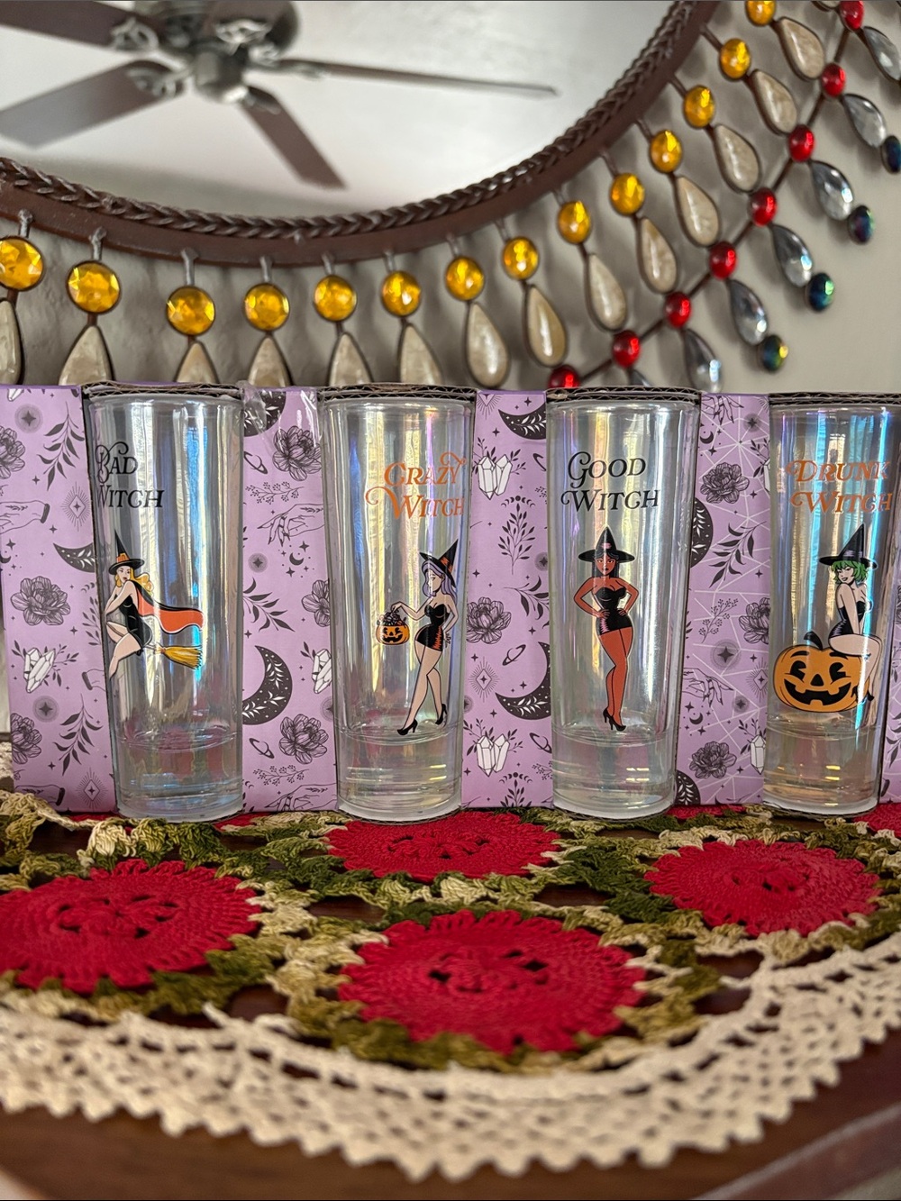 NIB Set of 4 Witch Halloween Shot Glasses